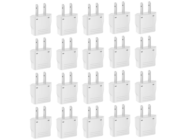 20 Pack European to US Plug Adapter, Type A Plug Adapter European to American, 220v to 110v Adapter Plug for Travel, Europe to USA Power Plug...