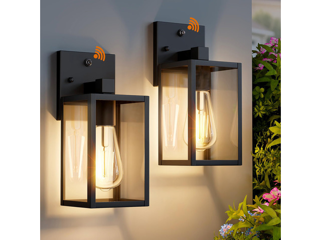2 Pack Dusk to Dawn Exterior Lighting Fixtures Wall Mount, Sensor Outside Front Porch Lights for House, Outdoor Lantern Lamp, Waterproof Wall...