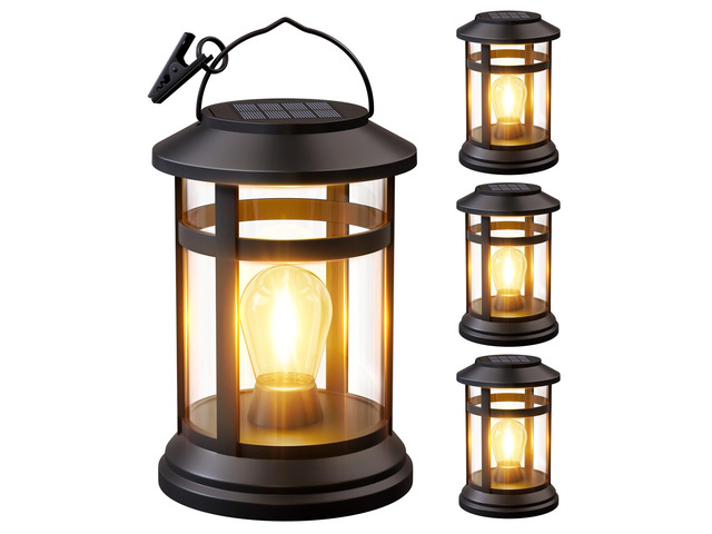 Solar Lanterns Outdoor Waterproof: 4 Pack Hanging Solar Lights for Patio Solar Powered, 800 mAh Battery, Bright LED Warm White, Soft Ambiance...