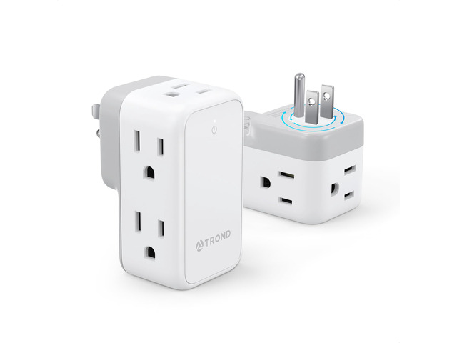 Wall Outlet Extender 2 Pack - Multi Plug Splitter with Rotating Plug 6 AC Power Adapter, Cruise Essentials, Small Outlet Extension for Travel...