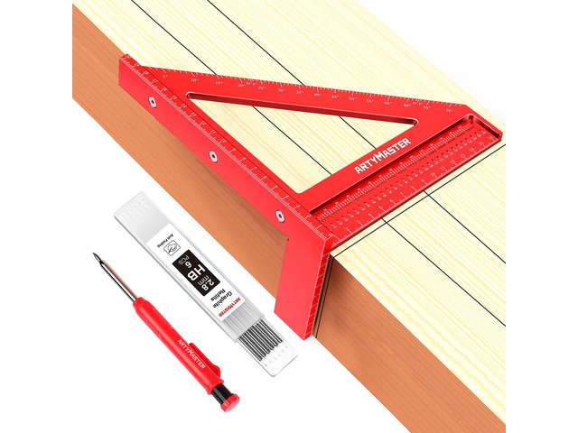200mm 3D Multi-Angle Measuring Square Ruler, WT103D High Precision Hole Scribing Woodworking Tools, 0-90° Aluminum Alloy Carpenter Square Wood...