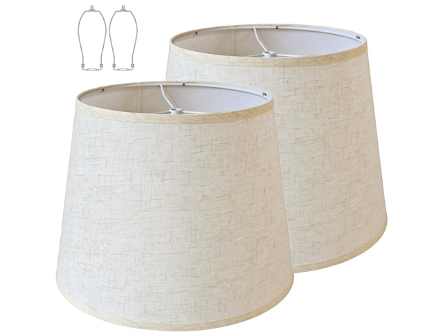 Large Drum Lamp Shades Set of 2, Beige Linen, 12x16x11 Inch Easy-to-install classic drum shades complement farmhouse,modern & rustic dÃ©cor for...
