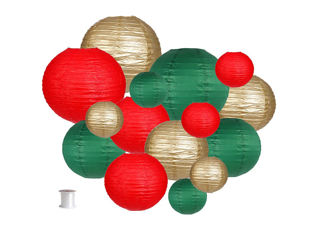 Round Hanging Paper Lanterns Christmas Party Decorations 15pcs Paper Lanterns Party Decorations for Christmas, Graduation, Anniversary, Birthday...