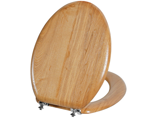 Durable Wood Veneer Natural Elongated Toilet Seat Metal Hinges Easy Clean(Elongated, Nature)