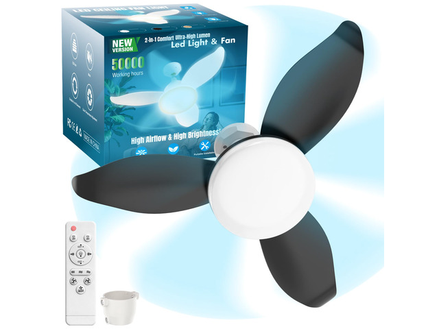 25' Socket Fan Light with Remote, E26/E27 Flower Shape Light Bulb Fan with Reversible Motor, 3000 Lumens Small Ceiling Fans with Lights, Dimmable...