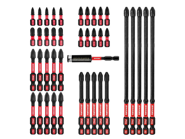 Impact Tough Mixed #1#2#3 Phillips D2 Steel Long Extension Insert Driver Bits, 41Pack 1/4 Inch Hex Shank Long Cross Magnetic PH1/PH2/PH3...