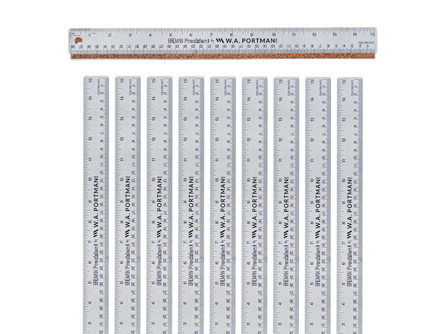 WA Portman Metal Ruler 15'', 10pc Corkback Stainless Steel, Metric Ruler Flexible Non-Slip Metal Ruler with Cork Backing Stainless Steel Straight...