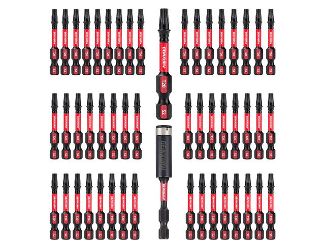 50 Pieces T20 2 In. Impact Tough Magnetic #20 Torx Head Power Bits, S2 Alloy Steel T20 Screwdriver Bits Set with 1Pcs Impact Bit Holder