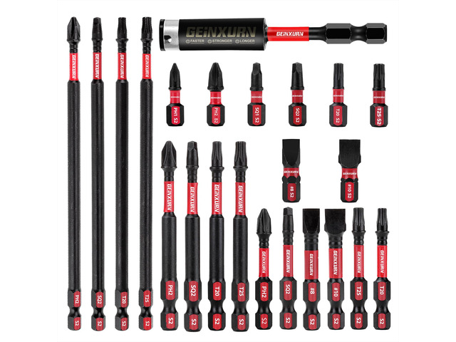 Impact Tough Magnetic Mixed 23Pack Insert Driver Bits, S2 Alloy Steel Screwdriver Power Bits Set with 1Pcs Impact Magnetic Bit Holder