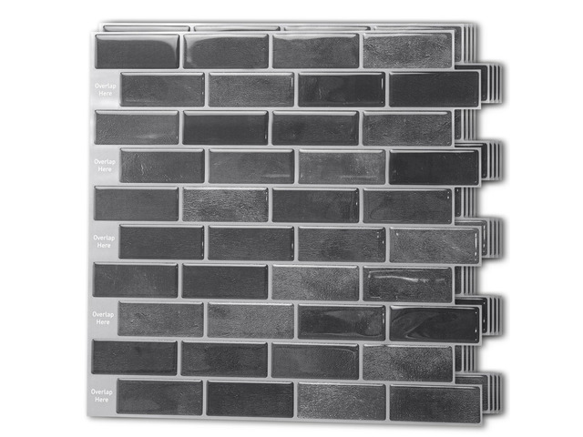 10-Pack Marble Peel and Stick Backsplash, 12 x 12 in, Smoky Black Strong Adhesion, Lightweight, Cuttable, Waterproof, Fadeless, Crack Resistant,...