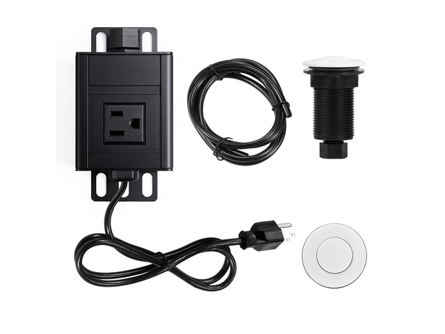 Garbage Disposal Air Switch Kit, Sink Top Waste Disposer SHORT ABS White On/Off Push Button with Aluminum Alloy Power Module, Food Waste Disposals...