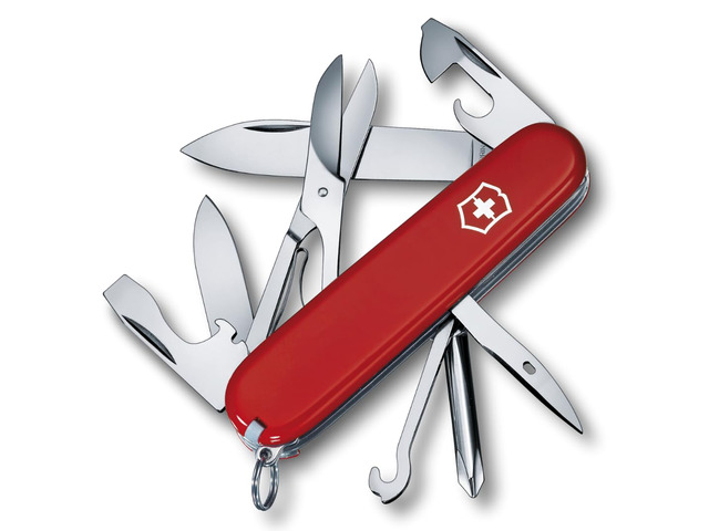 Super Tinker Swiss Army,14 Function Pocket Knife, Red Swiss made multi-tool with Phillips screwdriver and scissors, perfect for DIY handyman crafts...