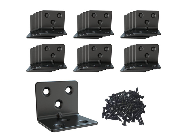 Black Stainless Steel Shelf Bracket,Joint Right Angle Bracket,L Shape Heavy Duty Metal Corner Brace Shelf Supporter for Wood (30, 1.5x1.2x1.2)