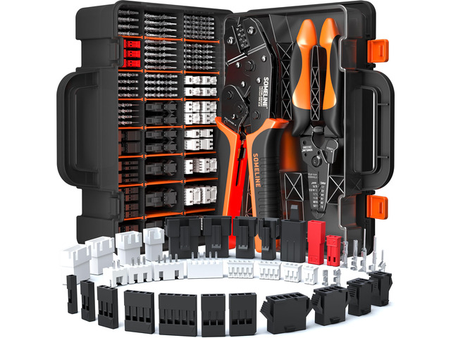 Crimping Tool Connector Kit, 37 Types JST-XH/SM/SYP 2.5mm & Dupont 2.54mm Connectors, 32-20 AWG Ratchet Crimper for JST & Dupont - Assortment for...