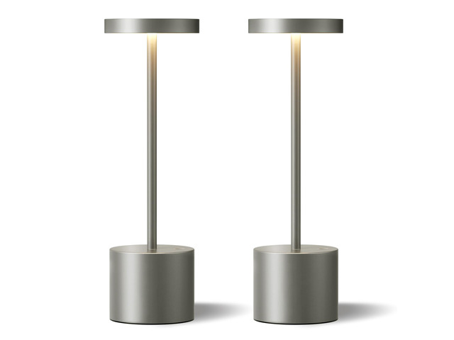 Grey Rechargeable Cordless Lamp - Touch Control, 3 Color Temperature, Wireless Battery Operated Lamps, Stepless Dimmable, Set of 2