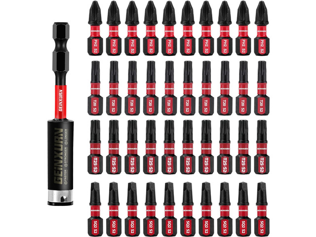 Impact Tough Phillips Square Torx 1 in. Insert Driver Bits, 41Pack T20/T25/PH2/SQ2 Screwdriver Power Bits Set with 1Pcs Impact Bit Holder