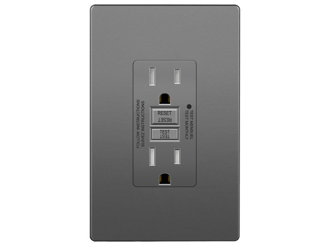 GFCI Outlet 15Amp, GFCI Receptacle, Self-Test, ETL Listed, Space Gray Tamper-Resistant, Ground Fault Protection, LED Indicator, No-False-Trip...