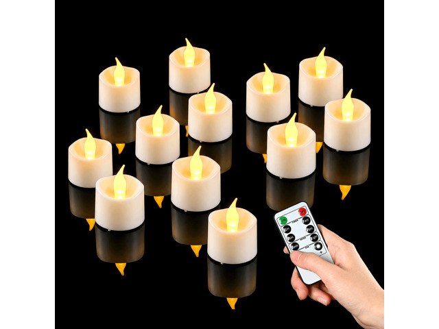 Rechargeable Flameless Tea Lights Candles with Remote Timer, Battery Operated LED Tealight Candles with 2 x 6-Port USB-C Cable for Votive Wedding...