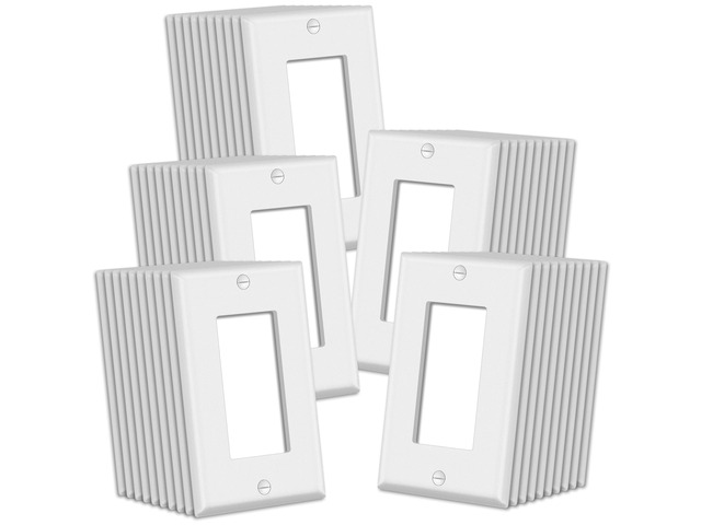 Matte White 50 Pack 1-Gang Decorator Wall Plates, UL Listed Electrical Outlet Receptacle and Switch Covers, Standard Size 2.76'' x 4.5'', Scratch...