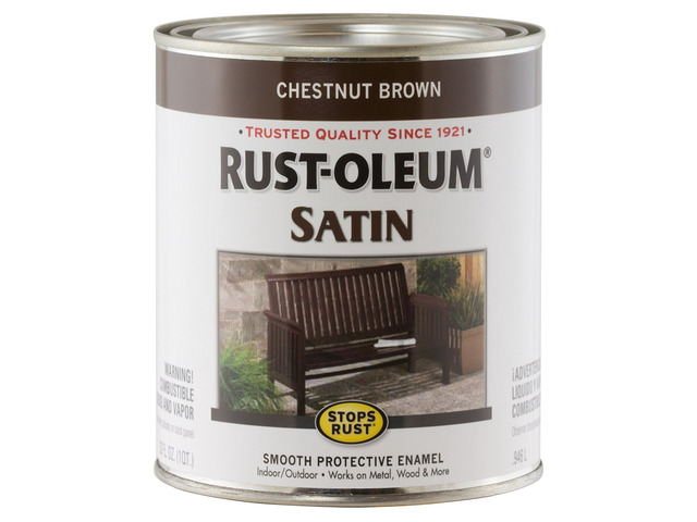 Stops Rust Brush On Enamel Paint, Satin Chestnut Brown Rust and Corrosion Resistant, Indoor and Outdoor Durability, Beautiful Finish on Metal, Wood...