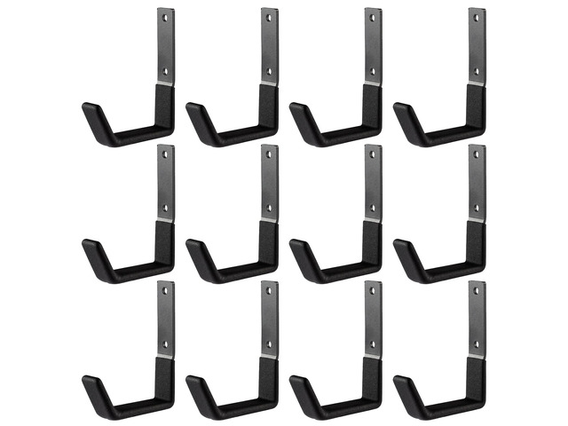 Heavy Duty Steel Hooks - Garage & Garden Tool Organizer, Wall Mount Hooks, Hose Hanger (12, Small)