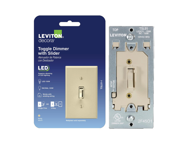 Toggle Slide LED Advanced Dimmer Switch for 150W Dimmable LED, Halogen and Incandescent Bulbs and Fixtures, TSL01-I, Ivory