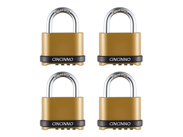Heavy Duty Weatherproof Combination Lock, 4-Pack Outdoor Combo Lock,Resettable Combination Padlock for Gate,Shed,Storage Unit