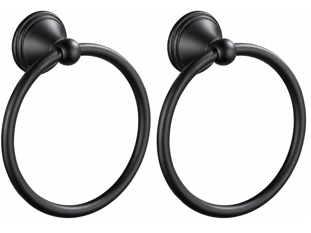 Towel Ring for Bathroom, Matte Black Hand Towel Holder 2 Pack, Bathroom Accessories and Towel Racks for Bathroom Wall Mount