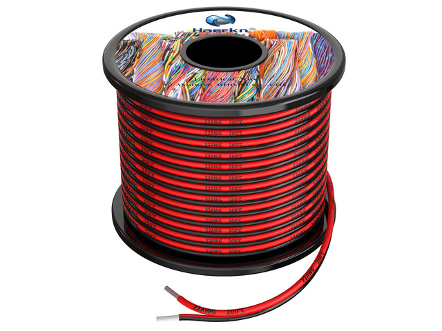 22 awg Silicone Electrical Wire Cable 2 Cores 100ft Spool 22 Gauge Soft and Flexible Hook Up Oxygen Free Stranded Tinned Copper Wire