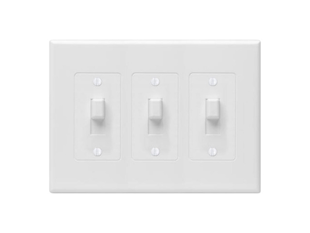 2673W 3-Gang MASQUE Decorator Cover, Toggle, White Polycarbonate, No Rewire Required, Toggle Switch Cover, Includes Matching Screws, Unbreakable...