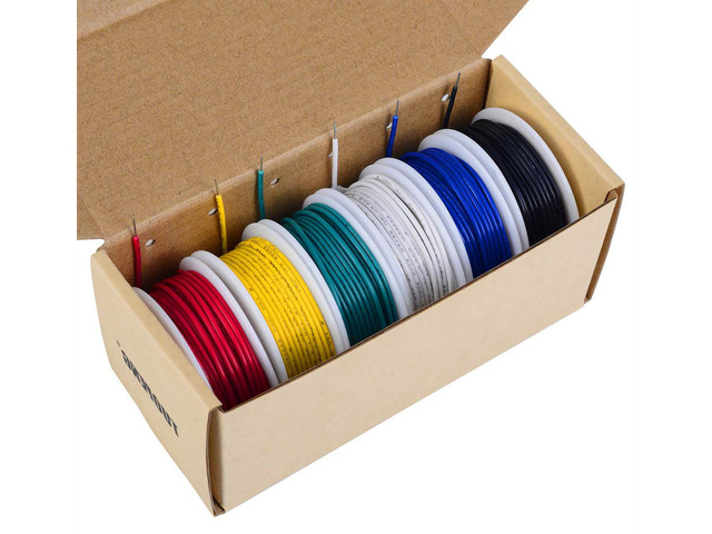 18 AWG Solid Wire, Tinned Copper, 6 Colors, 20 ft Each 18 Gauge, PVC (OD: 1.88 mm), 6 m Each, Jumper Wire, Hook up Wire Kit