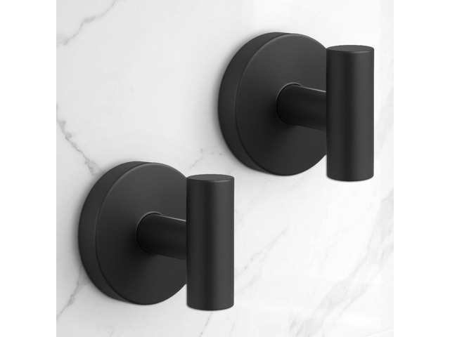 Heavy Duty Suction Cup Hooks for Glass Window,Tile,Mirror,Removable Shower Hooks for Inside Shower,Metal Towel Hooks for Bathroom,2 Pack(Black)