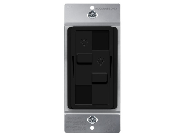 Dual Load LED Dimmer Switch, Single Pole, Black, 1 Pack Dual sliders dim two light loads independently. Dimmable bulbs only: 200W LED/CFL or 300W...