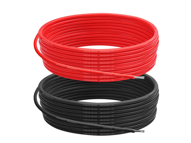 10 AWG Silicone Wire, 20 ft Red and 20 ft Black Flexible fine-strand tinned copper cable with heat-resistant silicone insulation for batteries, RC...