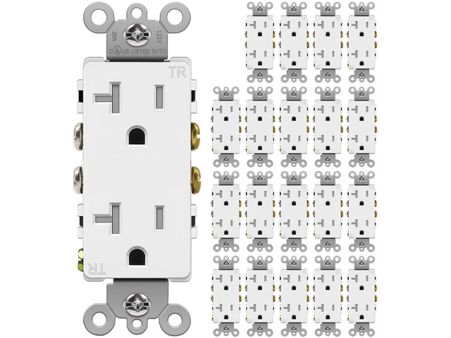 20 Pack 20 Amp Decorator Receptacle Outlet with Tamper-Resistant Standard Electrical Outlet for Home and Business Use, 20A/125V/2500W, UL Listed,...