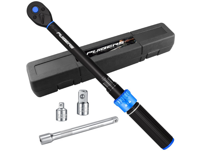 3/8'' Moto Torque Wrench Set 10-110 FT. LB/13.6-149.2 Nm, 72-Tooth Dual-Direction Adjustable Drive Click Torquimetro, Includes 5' Extension Bar &...