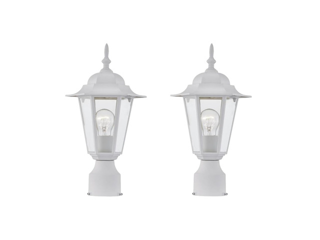 2 Packs Outdoor Post Light, Pole Lantern, E26 Base 60W Max, Aluminum Housing Plus Glass, Wet Location Rated, ETL Qualified, Bulbs not Included, White