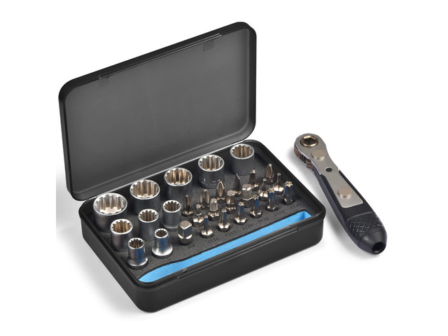S2 Steel Screwdriver Bit Set with 1/4' Hex Shank Bits (30) S2 Steel 1/4' Hex Shank Magnetic Bit Holder, 36-Tooth Gear Wrench Handle for Tight Spaces