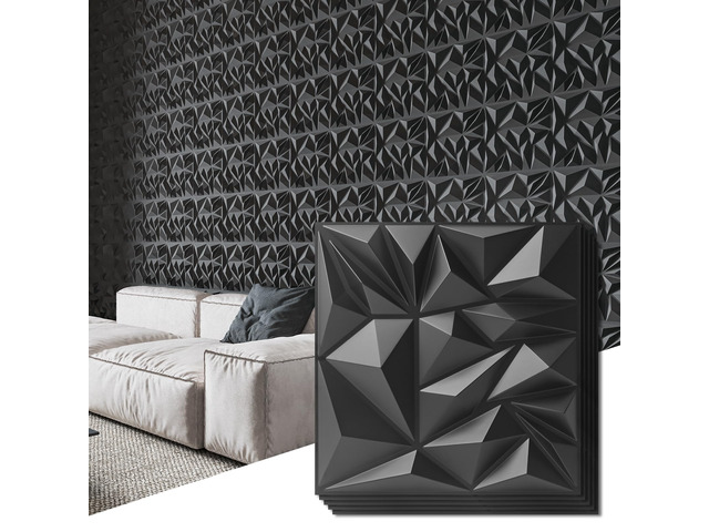 33-Pack 3D Wall Panels for Interior Wall Decor, Modern Diamond Textured Accent Wall Paneling for Gaming Living Room TV Wall Background, 12 x 12...