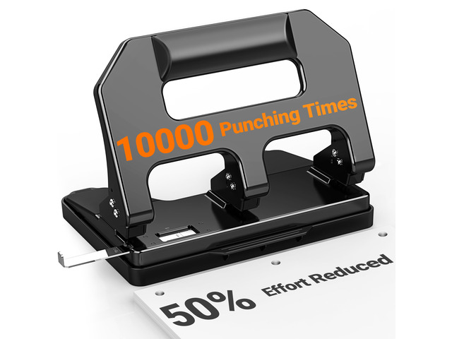 HPX1 Heavy Duty 3 Hole Punch, 3 Hole Puncher for Binder, 40-Sheet Three Hole Punch w/ 10000+ Uses, Metal Hole Puncher 3 Ring, 50% Reduced Effort,...