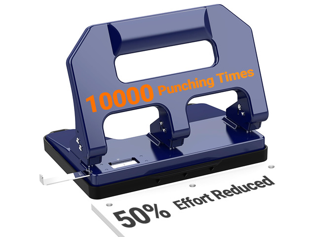 Heavy Duty 3 Hole Punch, 3 Hole Puncher for Binder, 40-Sheet Three Hole Punch w/ 10000+ Uses, Metal Hole Puncher 3 Ring, 50% Reduced Effort,...
