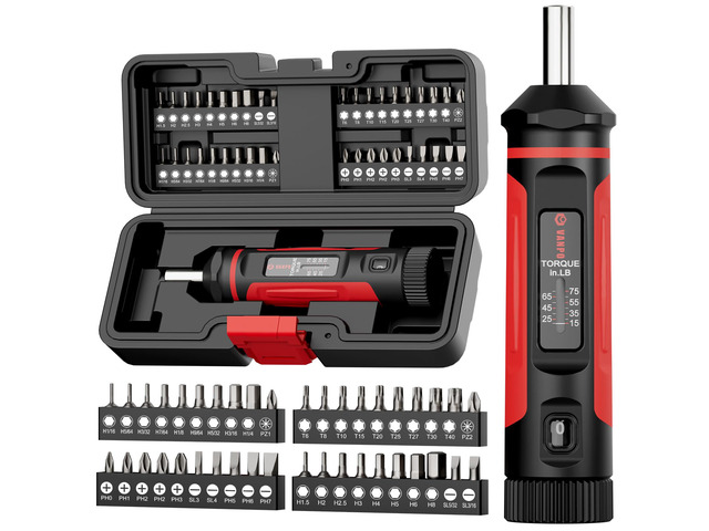 Torque Screwdriver 15-75 in-lb, 1/4' Drive Precision Driver Set Inch Pounds Torque Wrench, 40 S2 Steel Bits for Gunsmithing, Bike Repair, Scope...