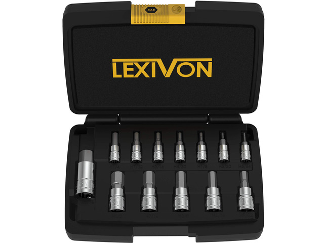 HEX Bit Socket Set, Premium S2 Alloy Steel 13-Piece SAE 5/64' - 9/16' Set Enhanced Storage Case (LX-142)