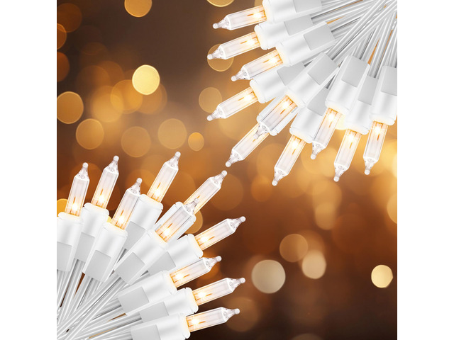 2 Pack 50 Count 10FT Christmas String Lights Clear Warm White Mini Lights Plug Powered Waterproof for Indoor and Outdoor Use, for Christmas Tree...