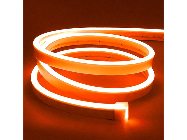 LED Strip Lights, Orange Neon Rope, 0.39in/Cut DIY, 16.4ft, 12V Waterproof, Silicone Flexible, Connectable for Bedroom, Cabinet, Commercial Sign...