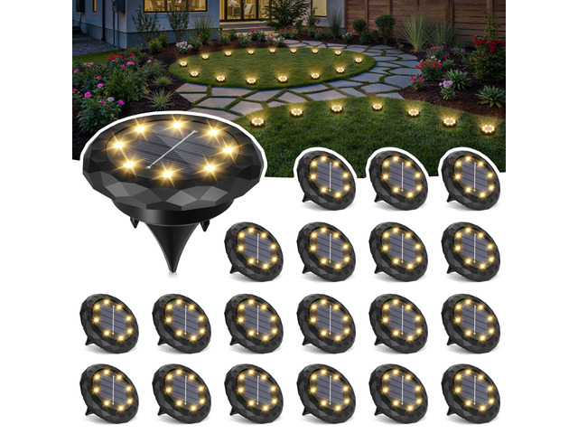 20 Pack Small Solar Ground Lights, Driveway Lights Warm White Solar Powered Pathway Lights Waterproof, Landscape Lighting for Walkway, Garden,...
