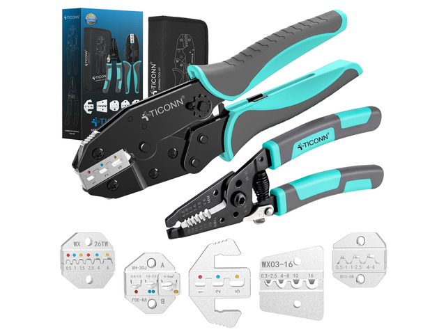 Crimping Tool for Heat Shrink Connectors - Ratcheting Wire Crimper - Crimping Pliers - Ratchet Terminal Crimper - Wire Crimp Tool (Combo Kit)