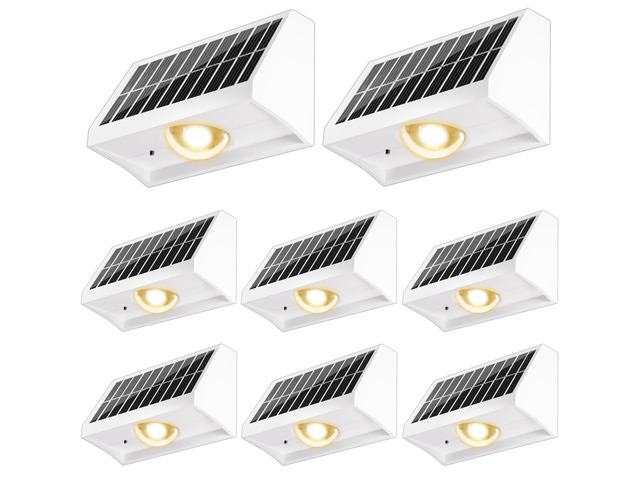 Solar Fence Lights Outdoor Waterproof High Brightness LED Spot Lens Deck Lights 7 Mode Warm & Cool White RGB Solar Powered Wall Lighting Decor for...