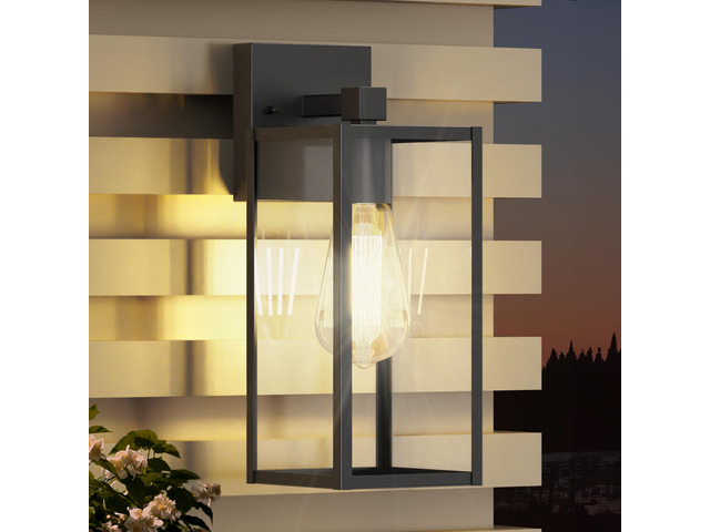13in Outdoor Porch Light Wall Mount, Exterior Lighting Fixture Waterproof, Anti-Rust Metal Frame, Tempered Glass, E26 Base, Easy Install, Wall...