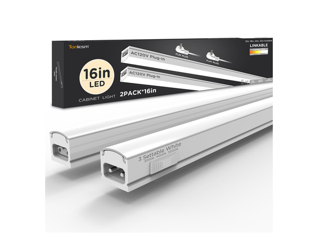 Under Cabinet Lighting Plug in AC120V 3CCT 3000/4000/5000K,Super Bright,Linkable Under Counter Lights for Kitchen,Ultra Slim LED Cabinet Light for...